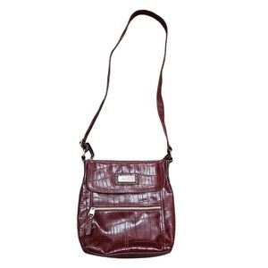 Relic Crossbody Purse Burgundy Red Croc Embossed Zip Pocket Elegant Stylish